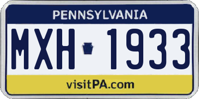 PA license plate MXH1933