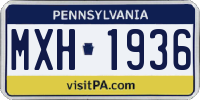PA license plate MXH1936