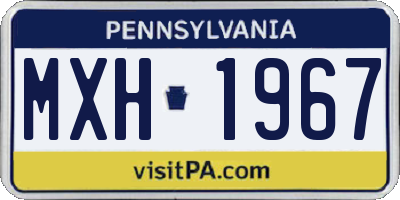 PA license plate MXH1967
