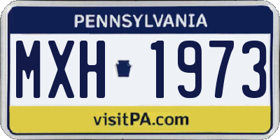 PA license plate MXH1973