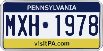 PA license plate MXH1978