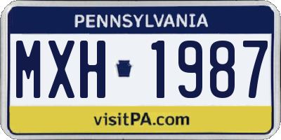 PA license plate MXH1987