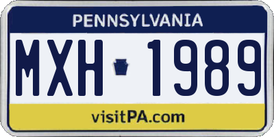 PA license plate MXH1989
