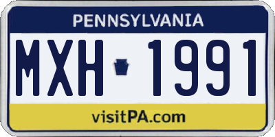 PA license plate MXH1991