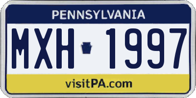 PA license plate MXH1997