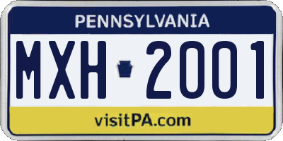PA license plate MXH2001