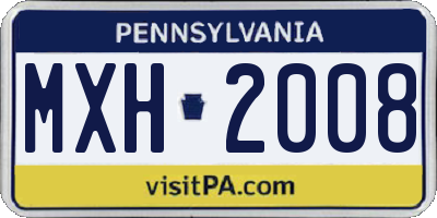 PA license plate MXH2008