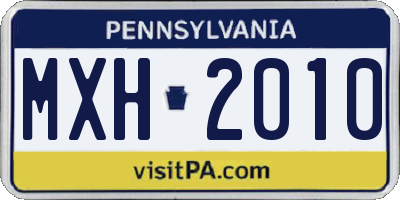 PA license plate MXH2010