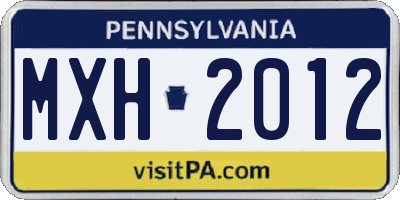 PA license plate MXH2012