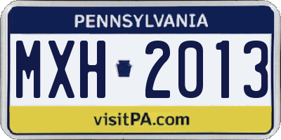 PA license plate MXH2013
