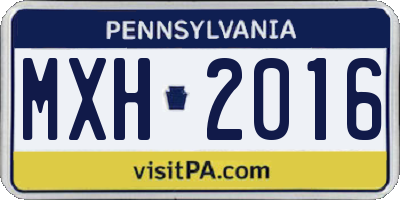 PA license plate MXH2016