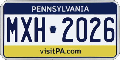 PA license plate MXH2026