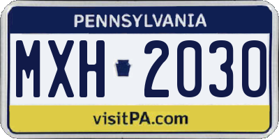 PA license plate MXH2030