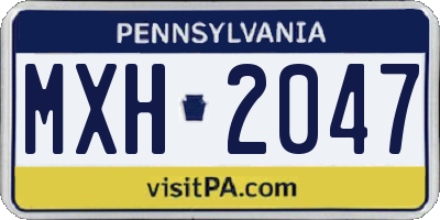 PA license plate MXH2047