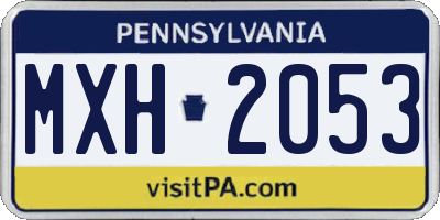 PA license plate MXH2053