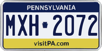 PA license plate MXH2072