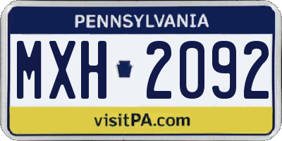PA license plate MXH2092