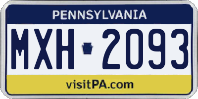 PA license plate MXH2093
