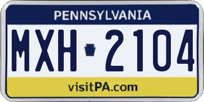 PA license plate MXH2104