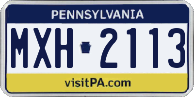 PA license plate MXH2113