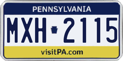PA license plate MXH2115