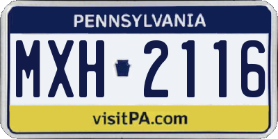PA license plate MXH2116