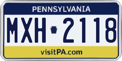 PA license plate MXH2118