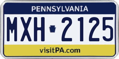PA license plate MXH2125