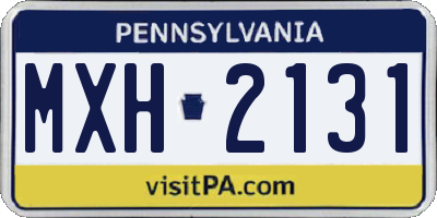 PA license plate MXH2131