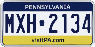 PA license plate MXH2134
