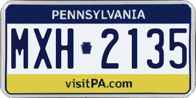 PA license plate MXH2135