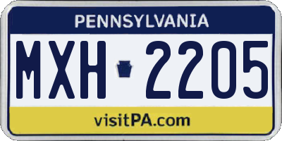 PA license plate MXH2205