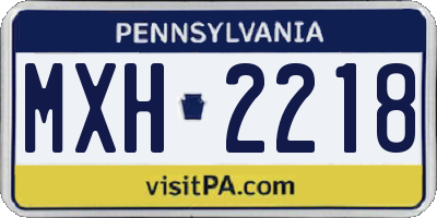PA license plate MXH2218
