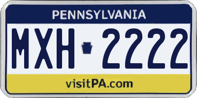 PA license plate MXH2222