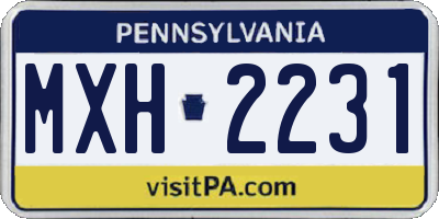 PA license plate MXH2231