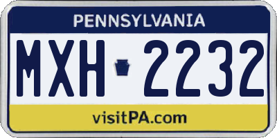 PA license plate MXH2232
