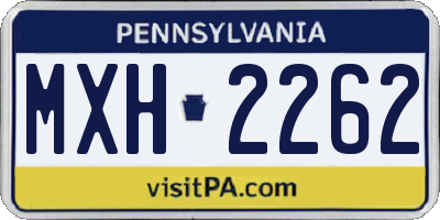 PA license plate MXH2262