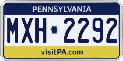PA license plate MXH2292