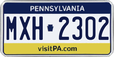PA license plate MXH2302