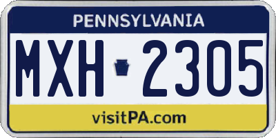 PA license plate MXH2305