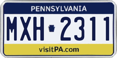 PA license plate MXH2311