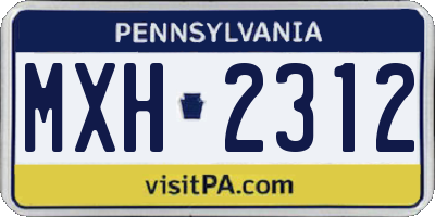 PA license plate MXH2312