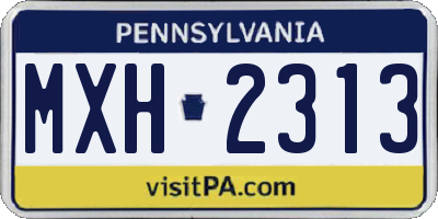 PA license plate MXH2313