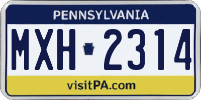 PA license plate MXH2314