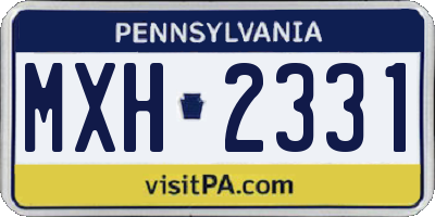 PA license plate MXH2331