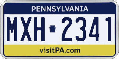 PA license plate MXH2341