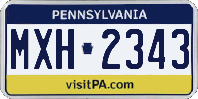 PA license plate MXH2343