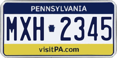 PA license plate MXH2345