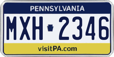 PA license plate MXH2346