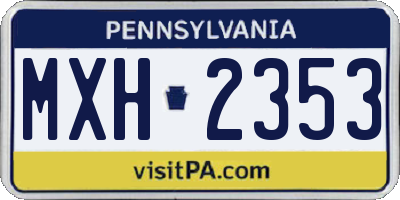 PA license plate MXH2353